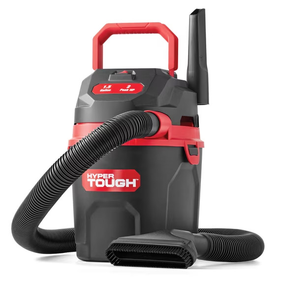 Hyper Tough 1.5Gal Wet/Dry Vac: 2HP Powerful Compact Clean