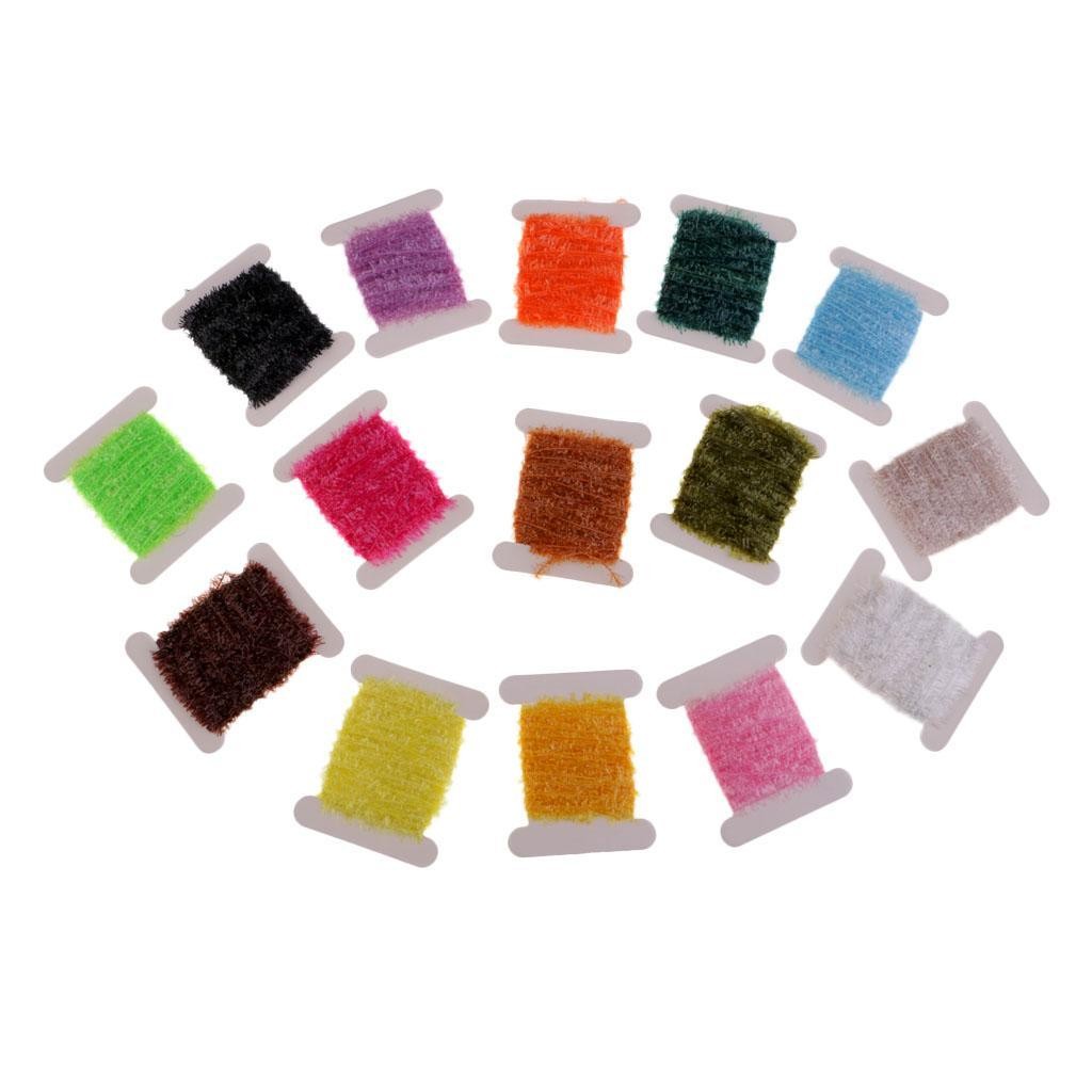 15 Cards 5m/card Fly Fishing Tinsel Chenille Lure Making Fly Tying Materials
