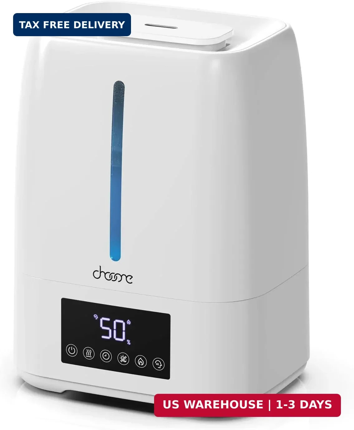 6L Top Fill Ultrasonic Humidifier - Cool and Warm Mist for Bedroom, Baby, Large
