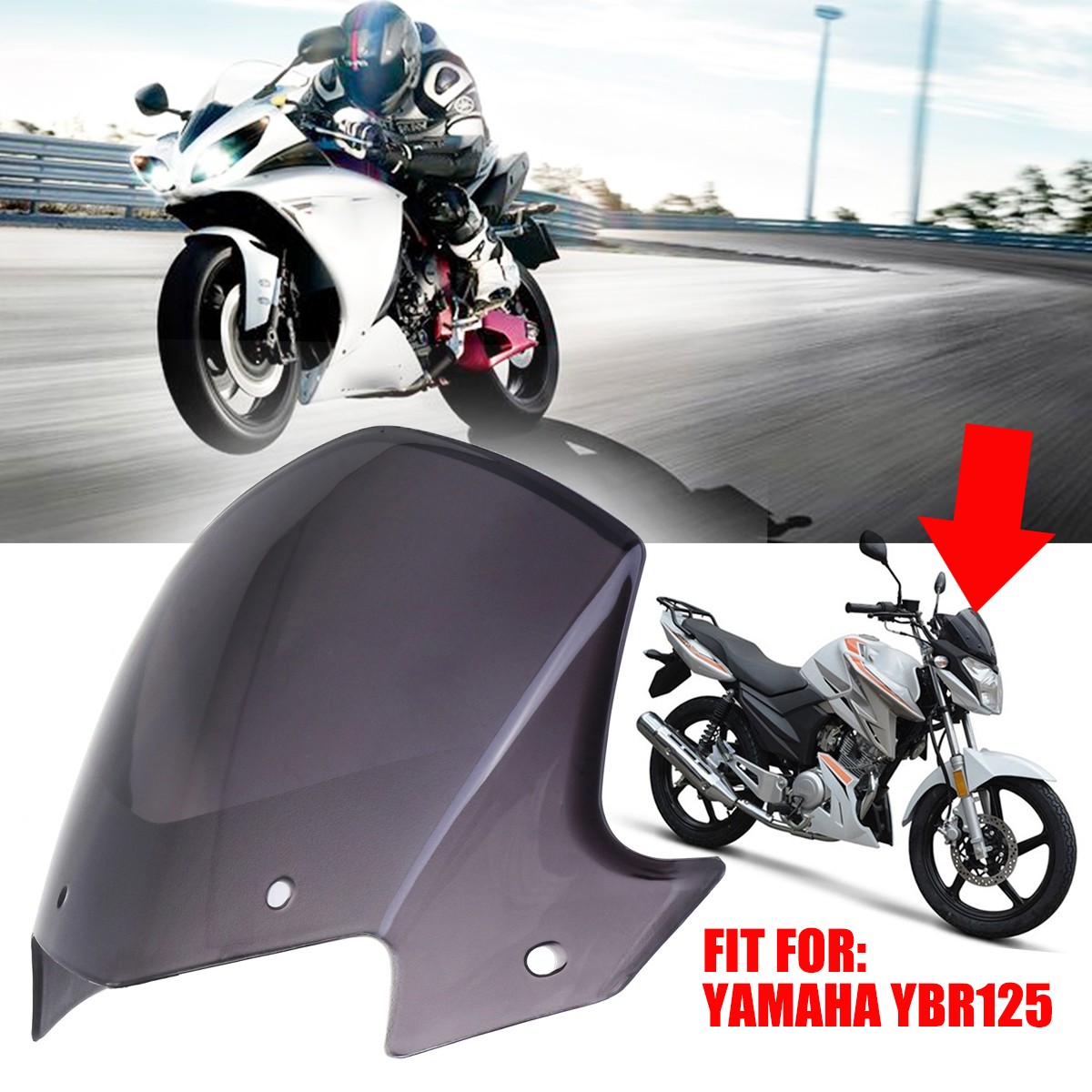 Front Headlight Windshield Screen Windscreen Brown For Yamaha YBR 125 2014-2017