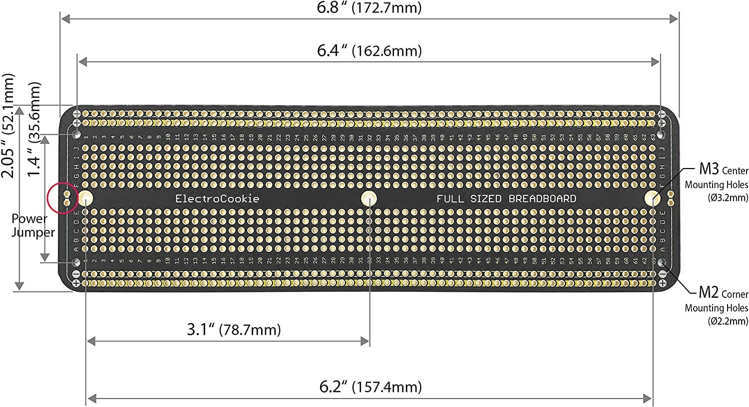ElectroCookie Large PCB Prototype Board Kit Solderable Breadboards for Electr...