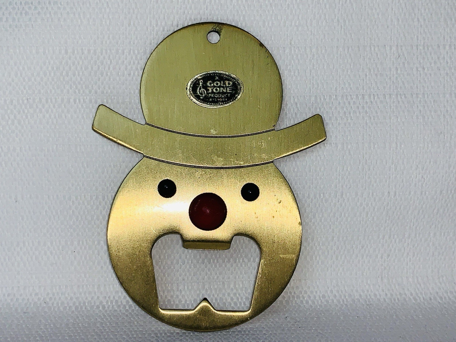 Vintage A Gold Tone Product Heavy Brass Snowman Bottle Opener MCM Rare