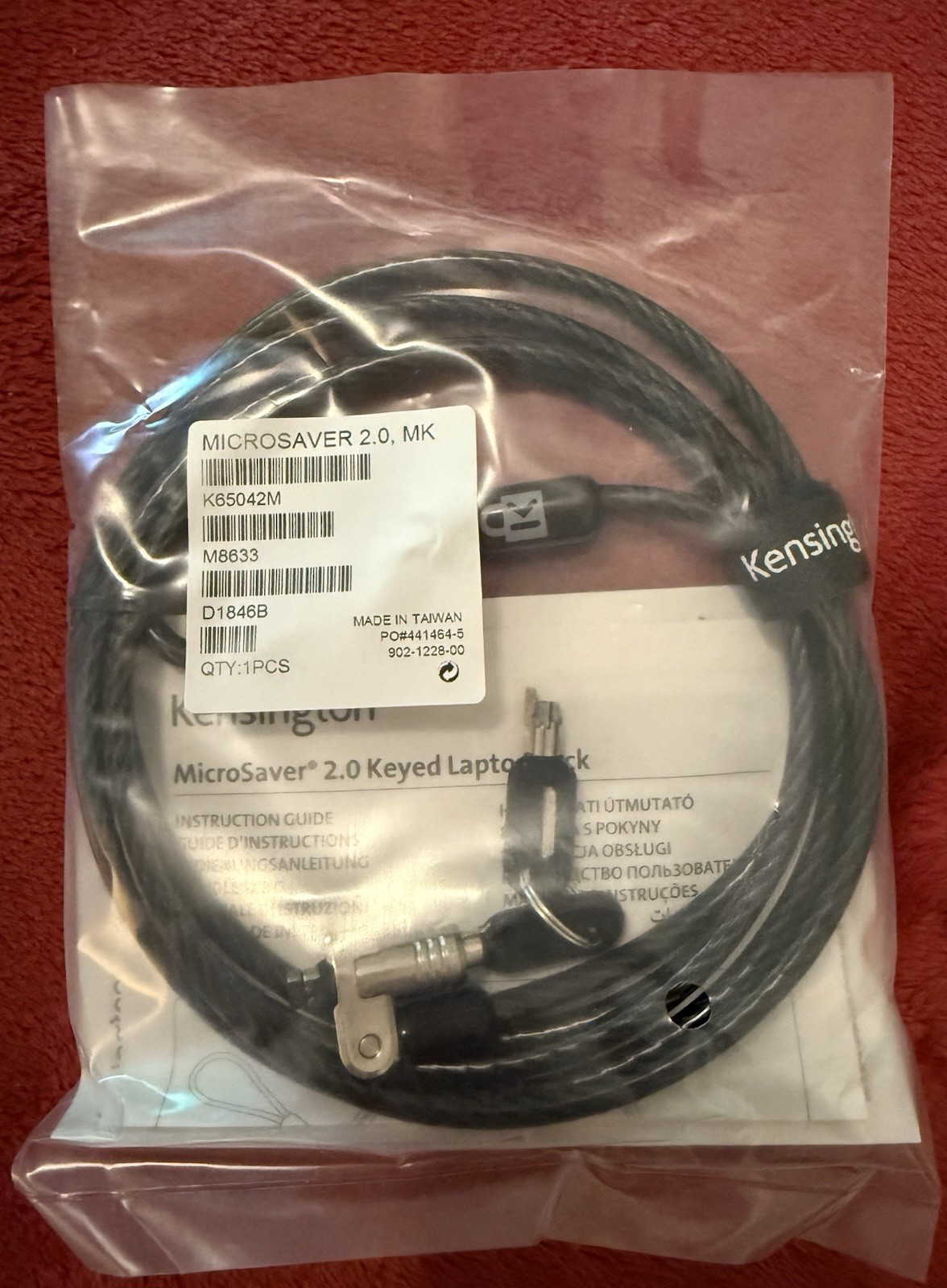 Kensington Laptop Computer MicroSaver Security Cable W/lock +Key #K65042M   NEW