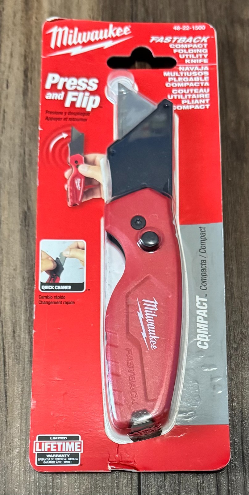 NEW Milwaukee Tool 48-22-1500 Fastback Compact Folding Utility Knife, 6.15", Red