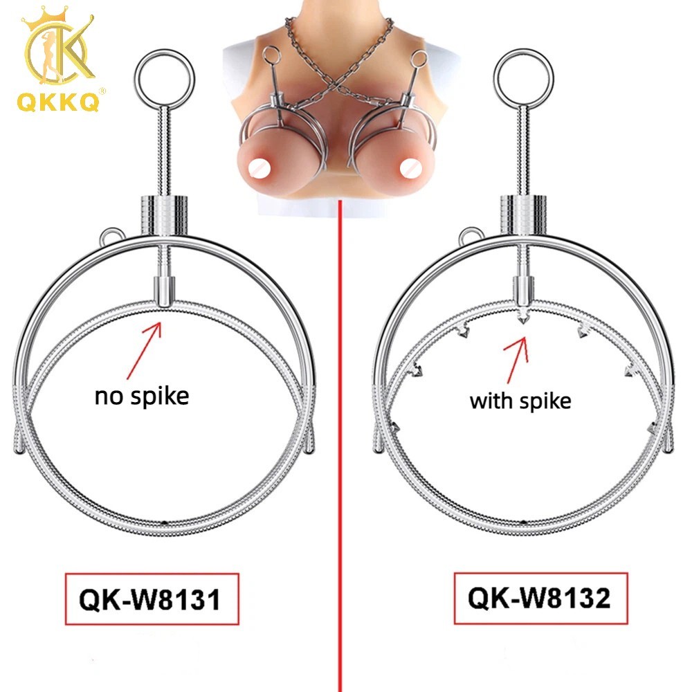 QKKQ Stainless Steel Hoop Chest Constraint Breast Bondage Clamp Lock For Women