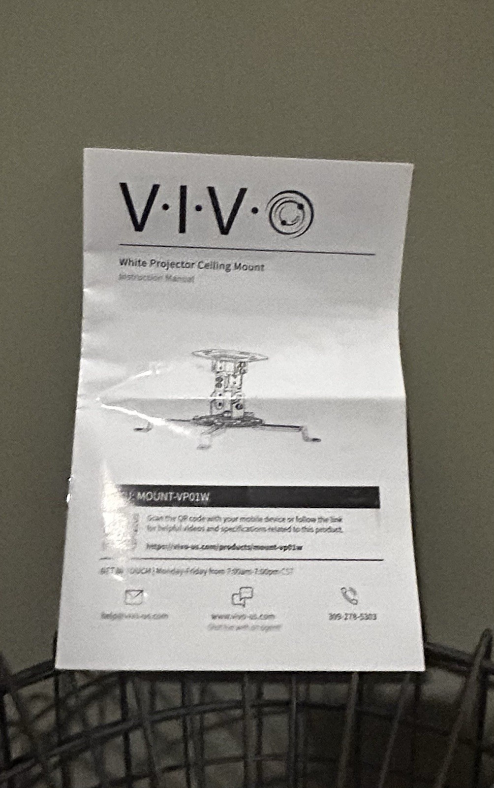 VIVO White Projector Ceiling Mount VP01W