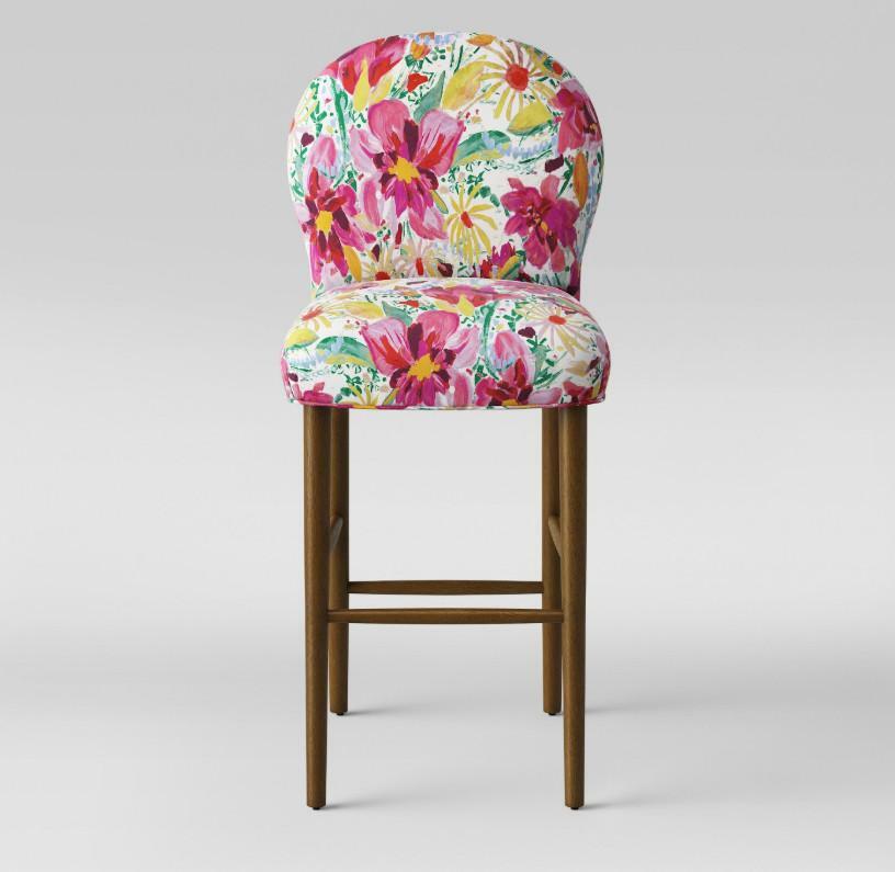 Opalhouse Caracara Chestnut Finish Solid Wood Legs 32" Rounded Back Barstool.