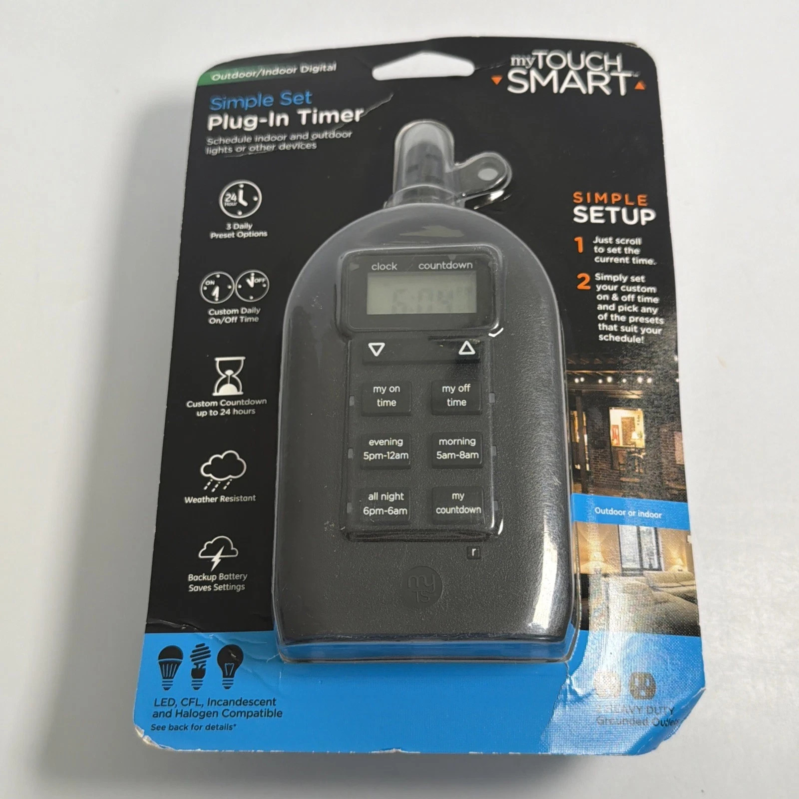 My Touch Smart Simple Set Plug-In Digital Timer #26898 Indoor & Outdoor New NIB