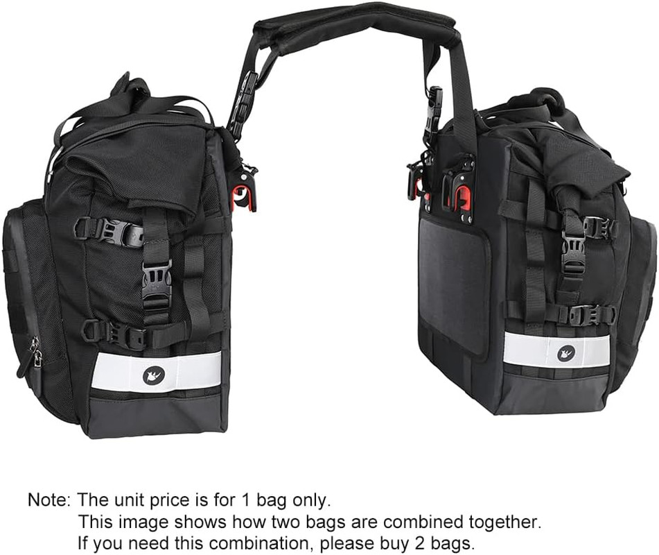 Waterproof Motorcycle Saddle Bag 20L Quick Release Side Pannier - Black
