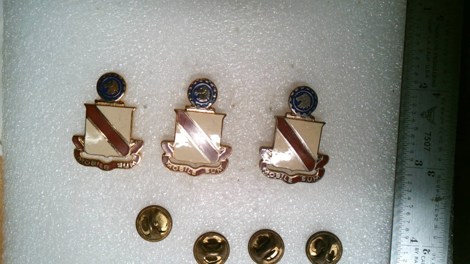 MILITARY INSIGNIA CREST SET OF 3 US ARMY 2ND SUPPORT BATTALION QUARTERMASTER