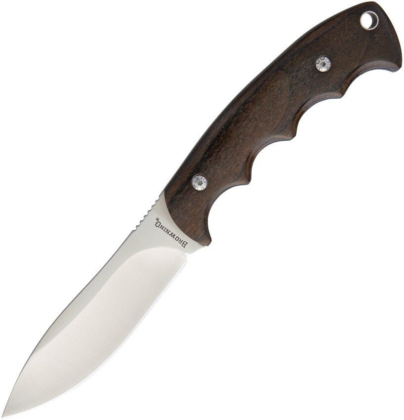 Browning Fixed Knife 4 Satin Finish Stainless Full Tang Blade Brown Wood 3220214