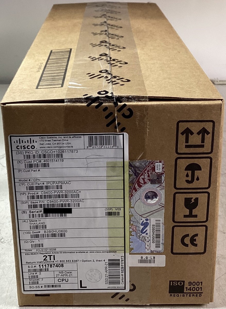 Brand New Cisco C9400-PWR-3200AC Catalyst 9400 Series 3200W AC Power Supply