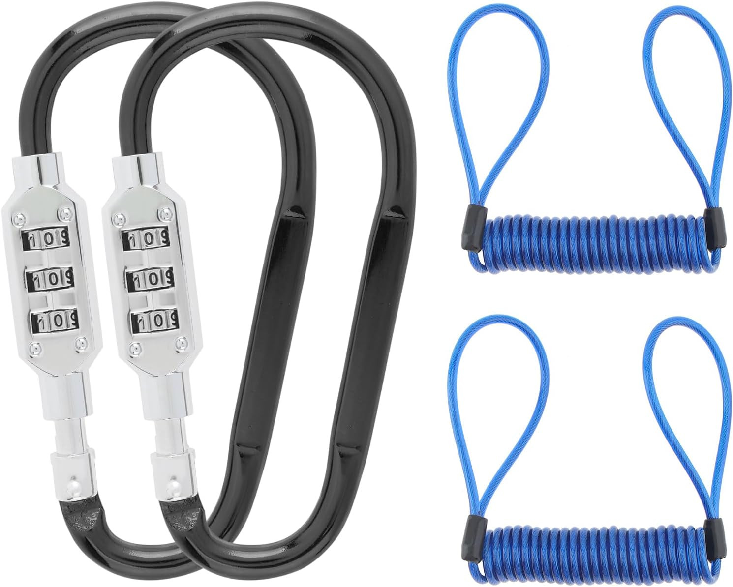 Pack of 2, Motorcycle Anti Theft Helmet Lock Steel Extension Reminder Cable S...