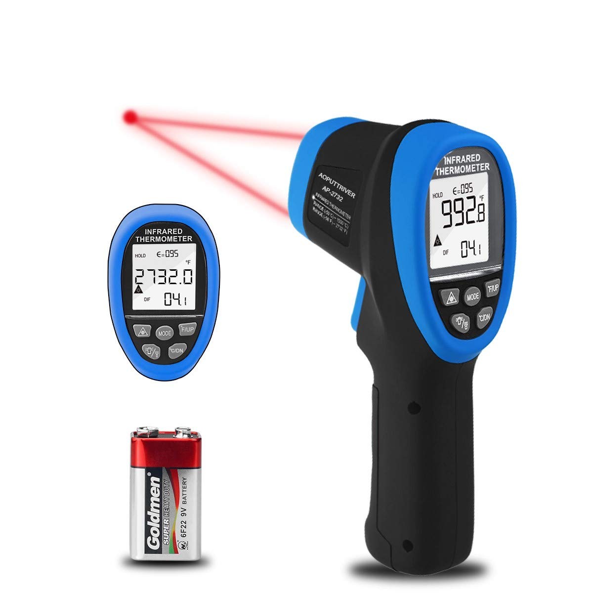 High Temp Thermometer -58℉~2732℉ Industrial Pyrometer 30:1 Digital IR Tempera...