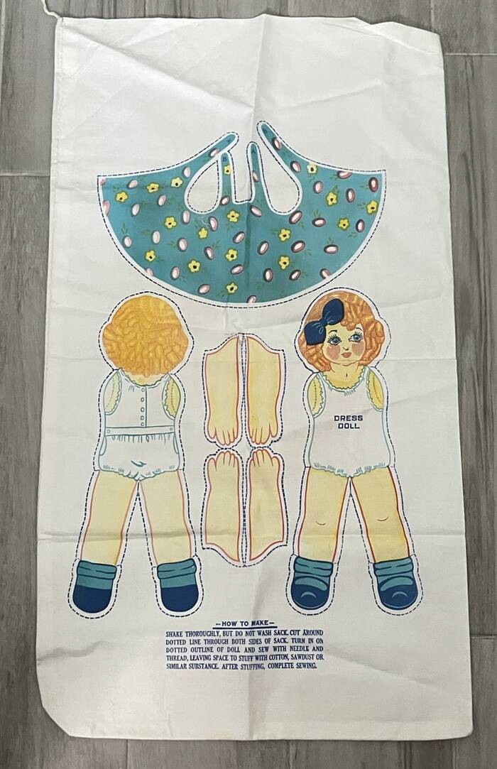 Collectible Flour Sack with Cut & Sew Doll Little Girl Southern Flour Mills