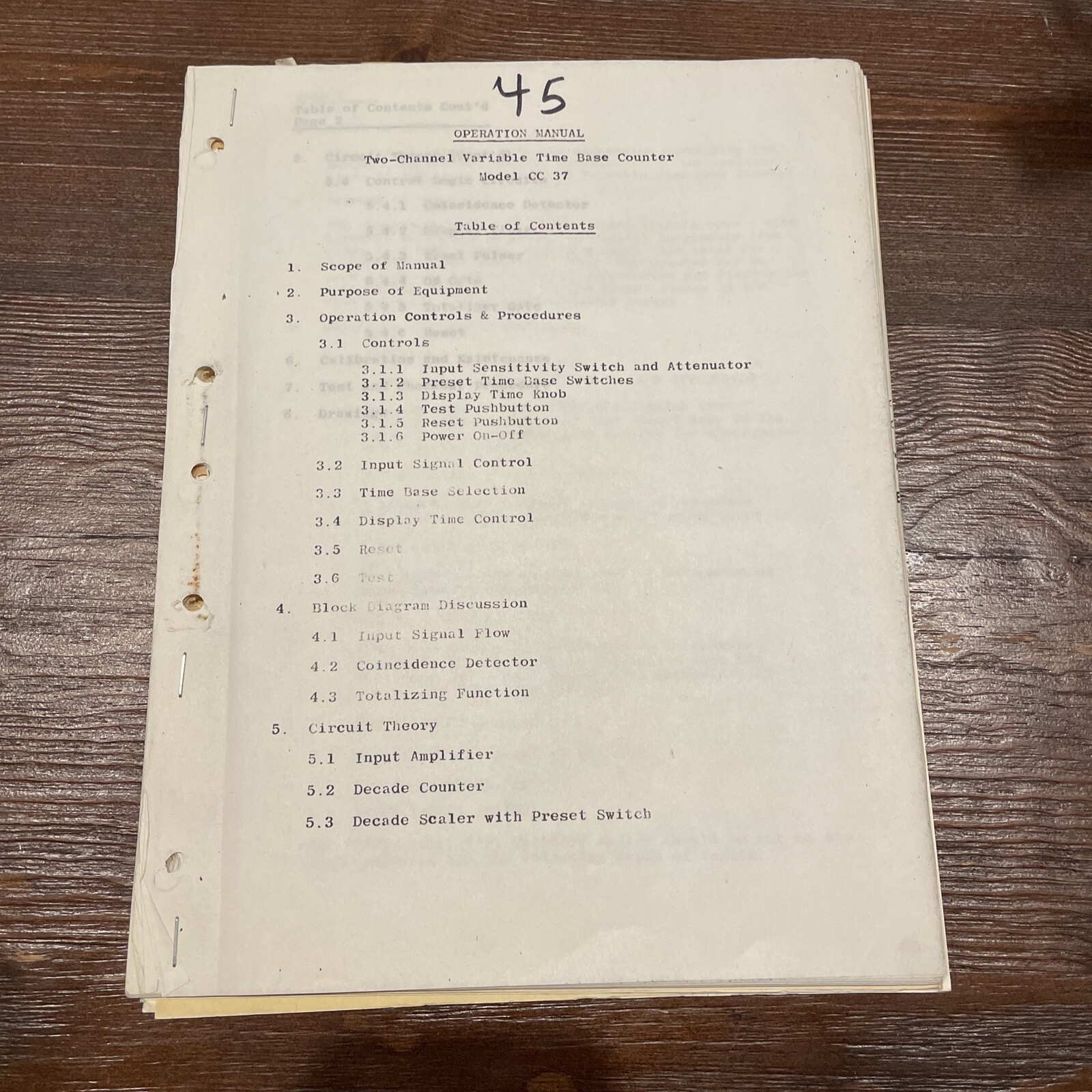Spaco Model CC 37 Variable Time Base Counter  Manual
