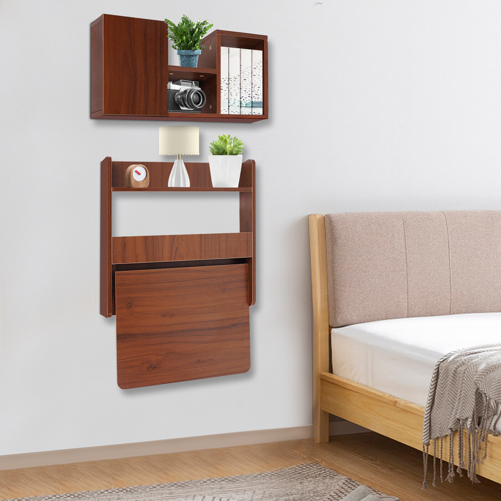 Wall Mounted Bookshelf Folding Space Saving Wall Mounted Table Fold Down Lapto