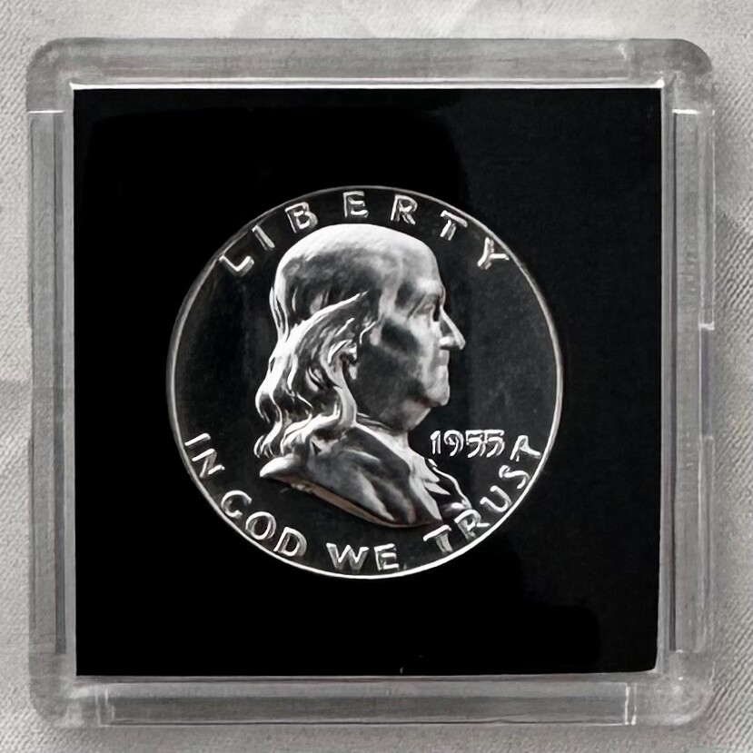 1955 FRANKLIN HALF DOLLAR, PRISTINE PREMIUM GEM, 90% SILVER, US MINT PROOF COIN