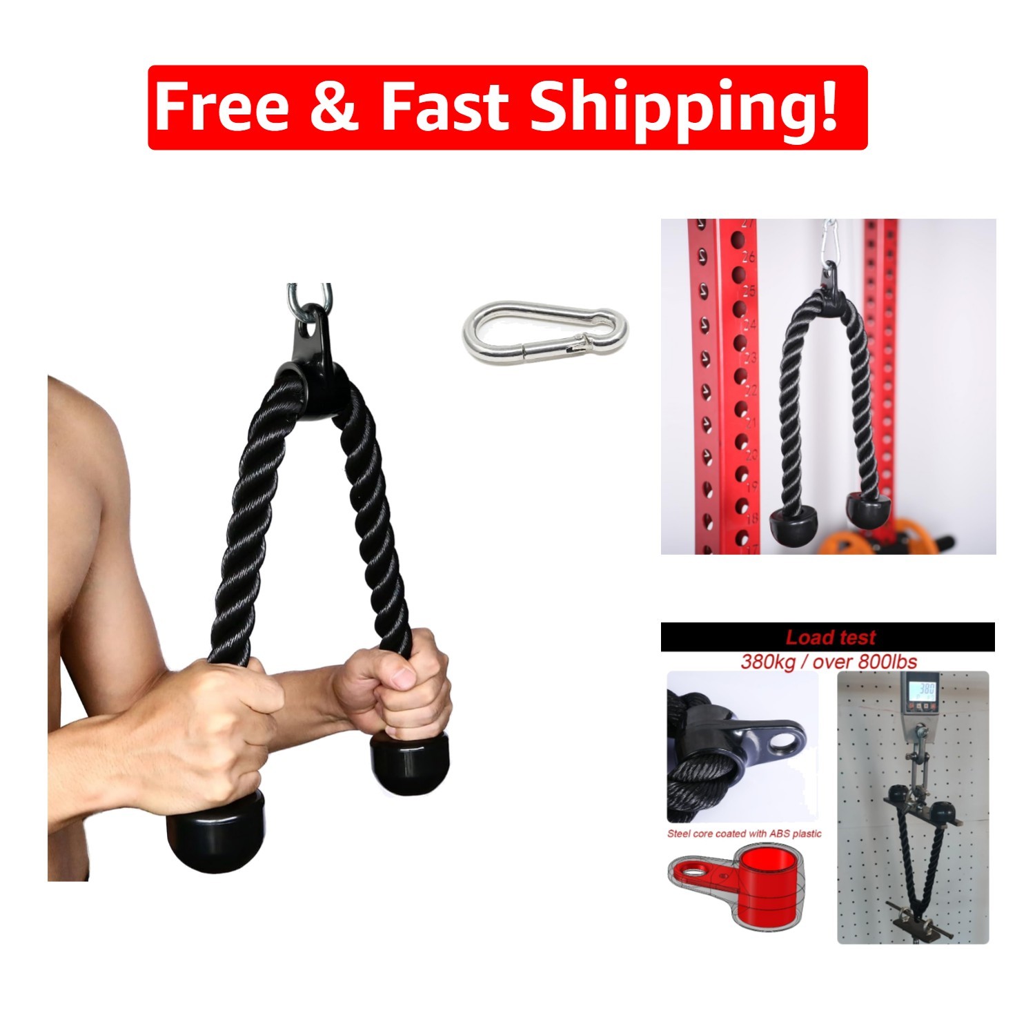 Professional Tricep Rope Attachment in 27 & 36 Inch Options for Fitness Training