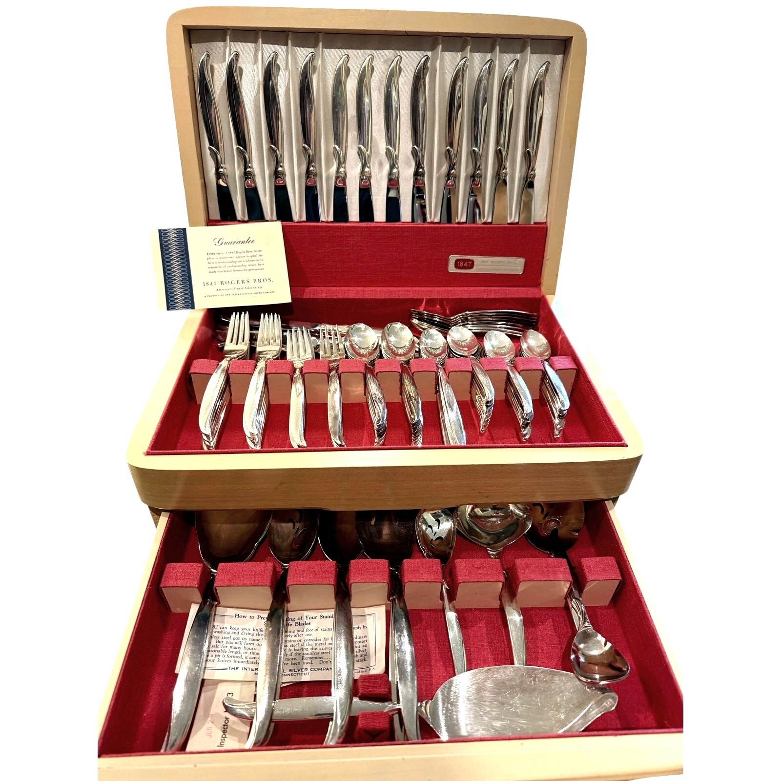 1847 MCM Rogers Bros 'Flair' 121-PC Silverplate Place Settings-Service for 16