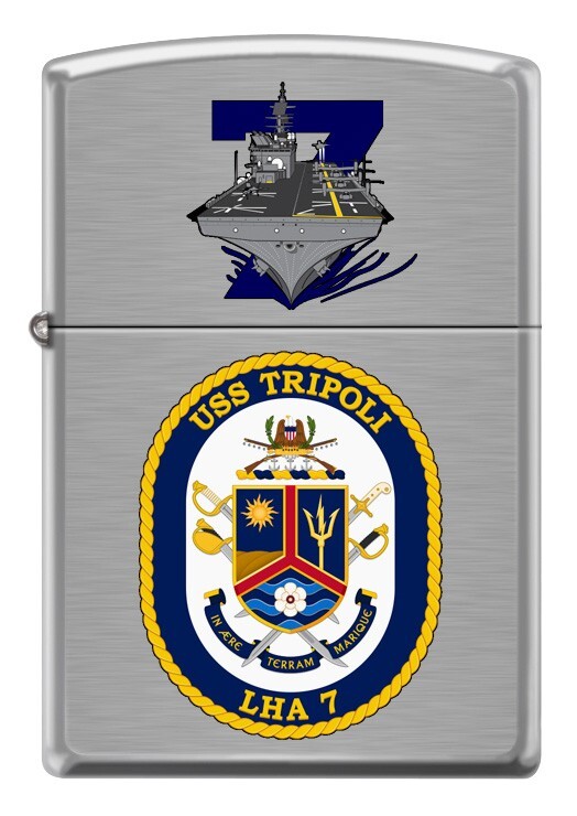 USS Tripoli (LHA-7) Ship Zippo MIB  Brushed Chrome