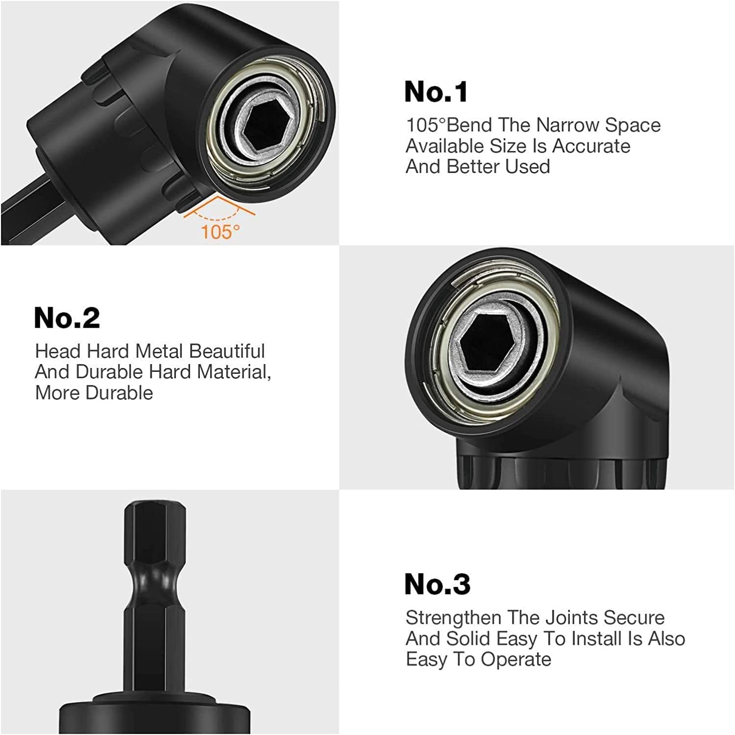 Right Angle Drill 105 Degree Screwdriver set One Size, 4 Black