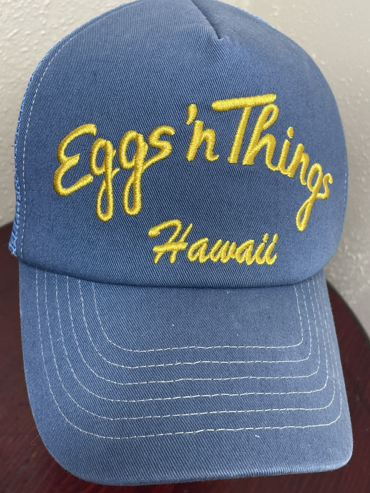 Eggs'n Things Hawaii Embroidered Blue Snapback Mesh Truckers Cap Hat USA