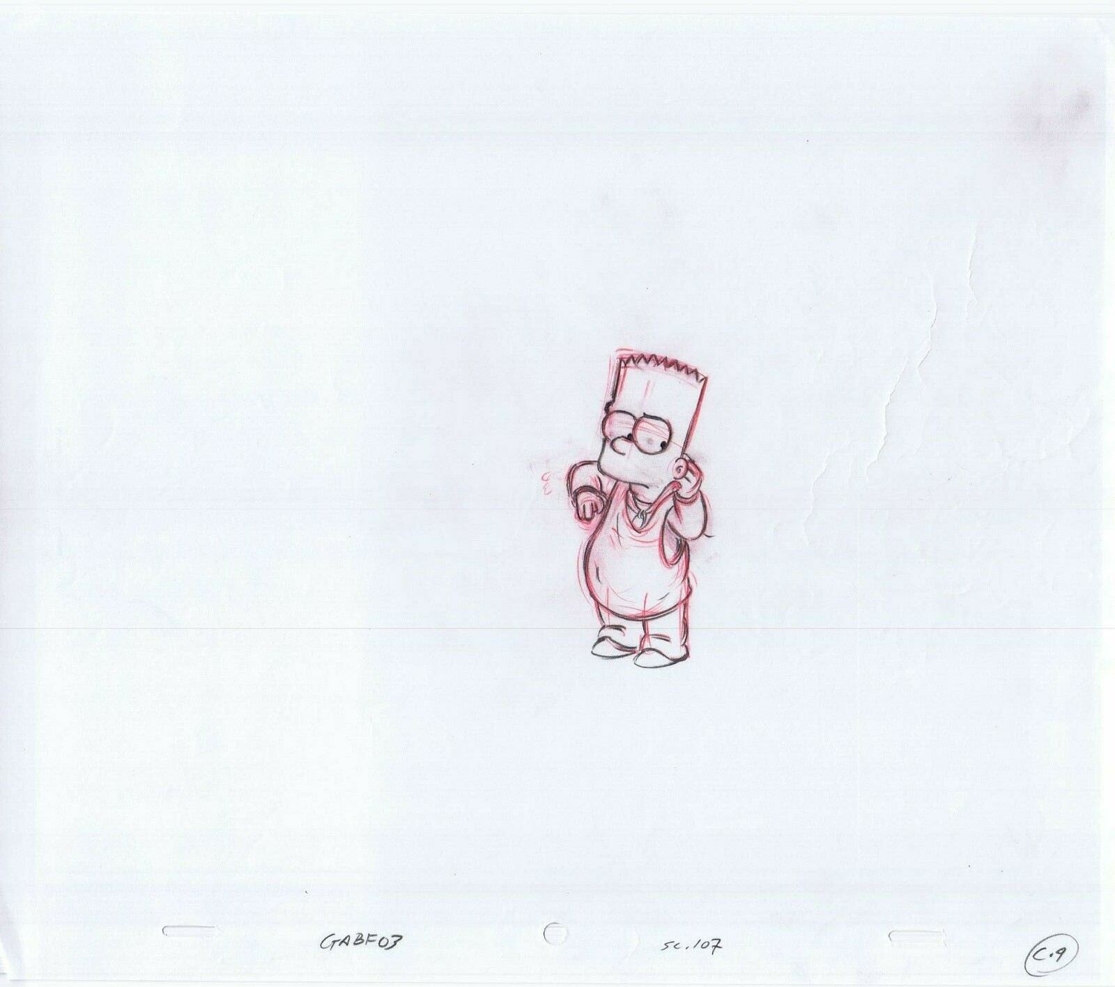 Simpsons Bart 2005 Original Art w/COA Animation Production Pencils SC-107 C-9