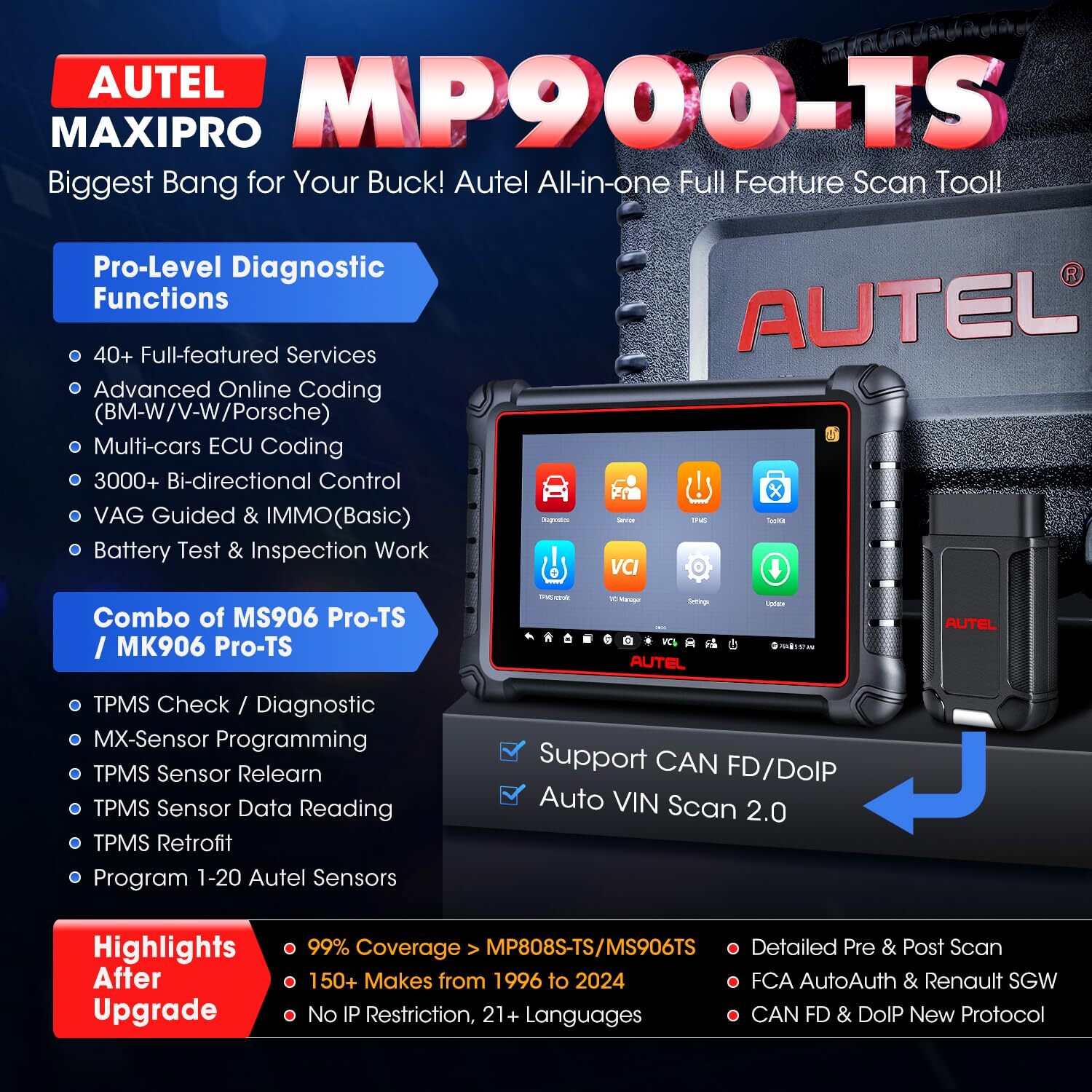 Autel MaxiCheck MP900-TS TPMS Programming Tool Upgraded of MS906 PRO-TS