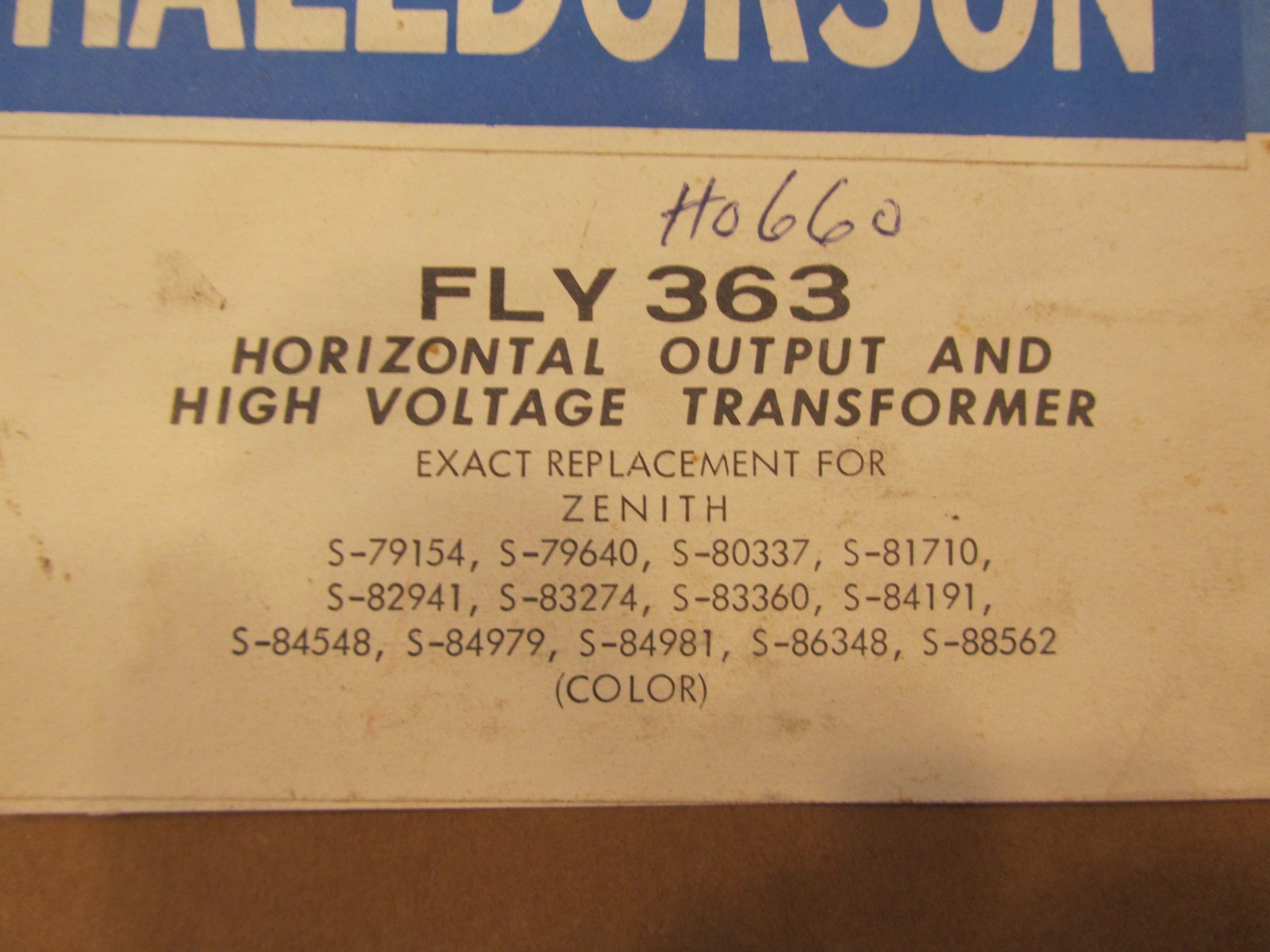 NOS Halldorson Fly 363 High Voltage Transformer