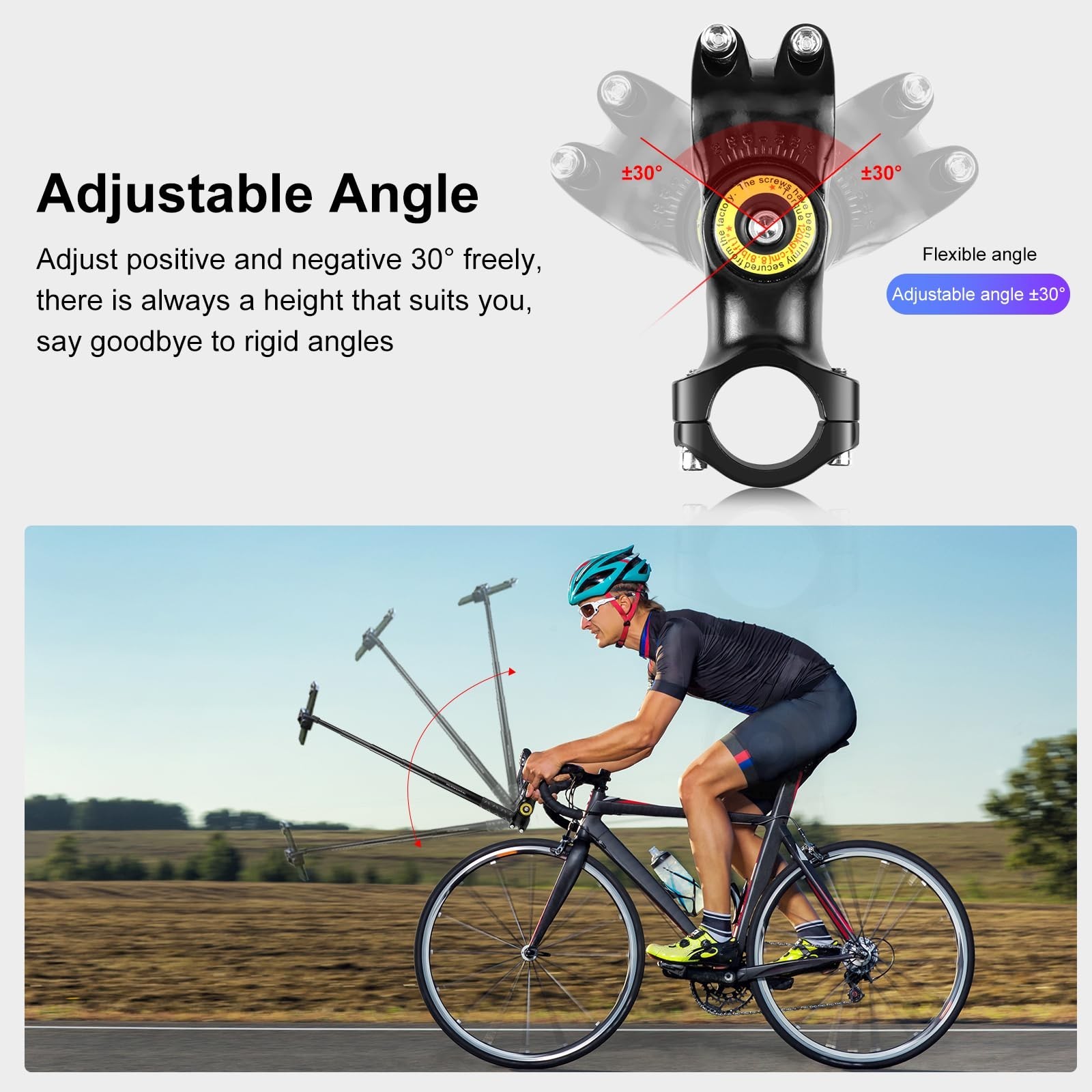 Motorcycle Bicycle Selfie Stick, Camera Handlebar Mount for Third Person View...