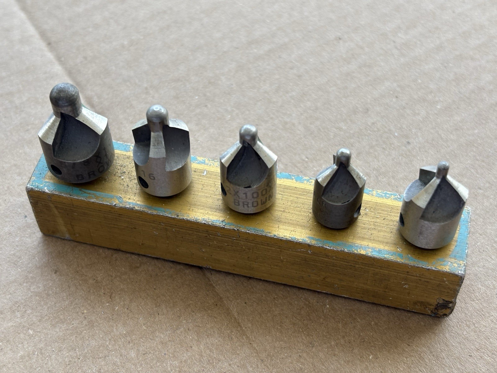 Brown Tool 5pc Aircraft Tool Countersink Bits w/holder US Army Overstock