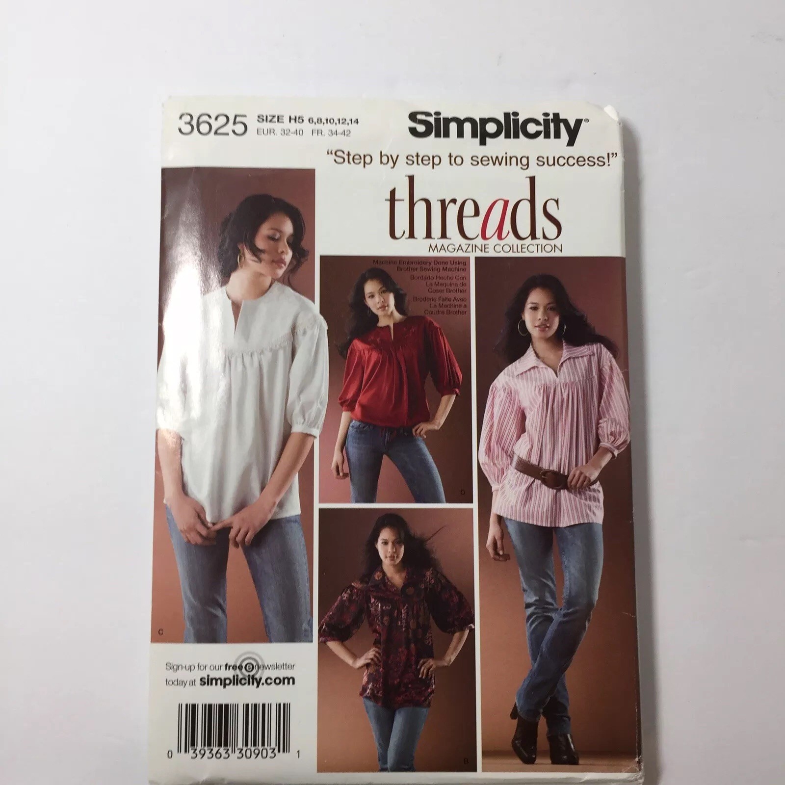 Simplicity 3625 Size 6-14 Misses Pullover Blouse in Two Lengths