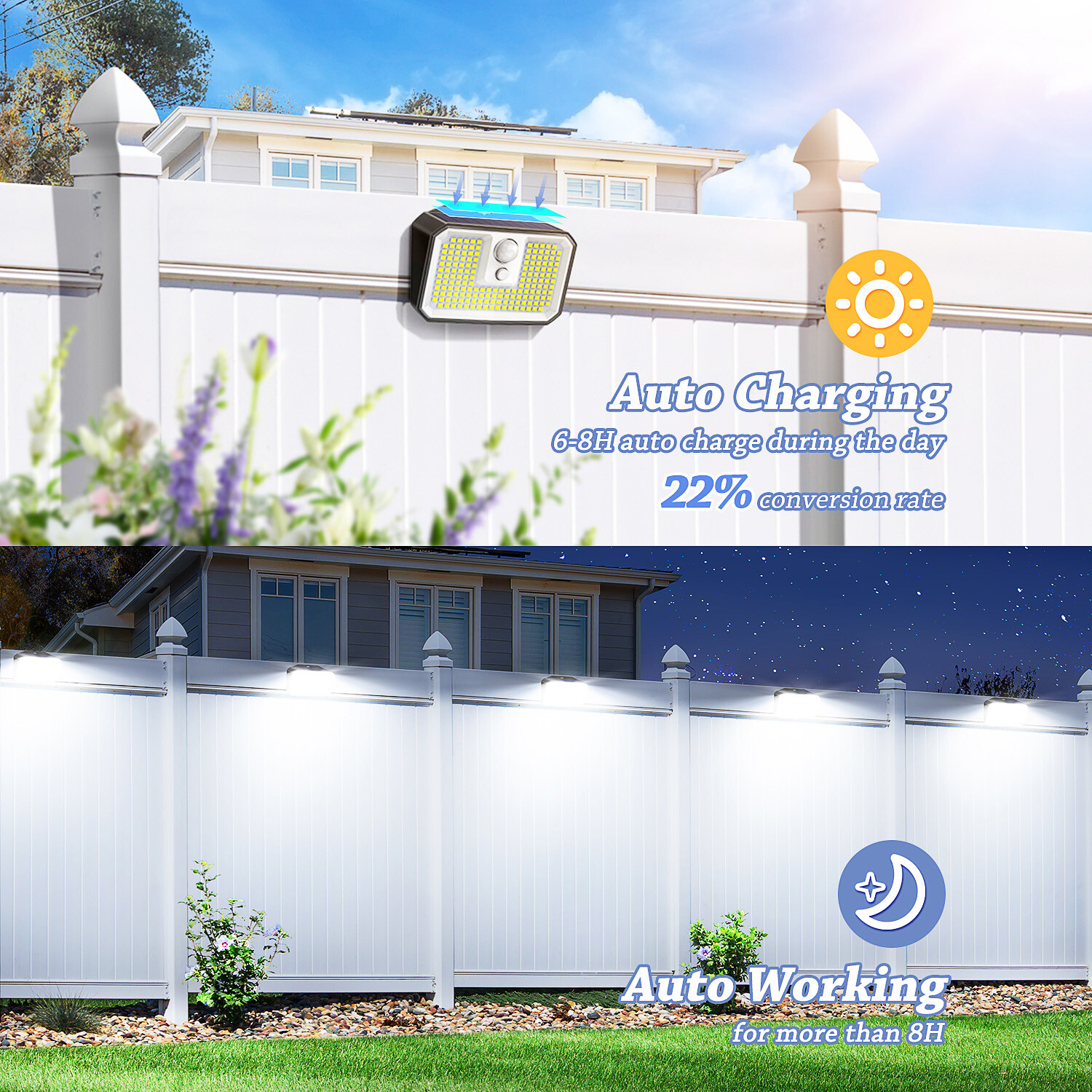 4Pack 168 LED Solar Wall Lights Outdoor PIR Motion Sensor Garden Security Lamp