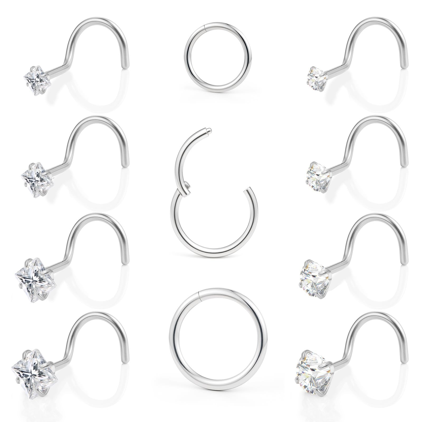 20g Nose Rings Studs and 18g Nose Rings Hoops for Women Men: Hypoallergenic S...