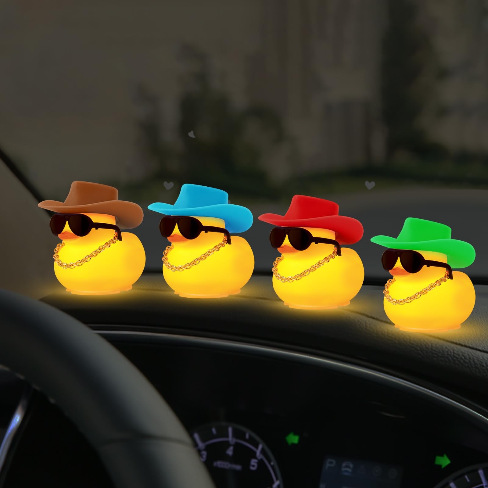 wonuu Yellow Rubber Duck with Light Glowing Ducks, Car mini, Blue