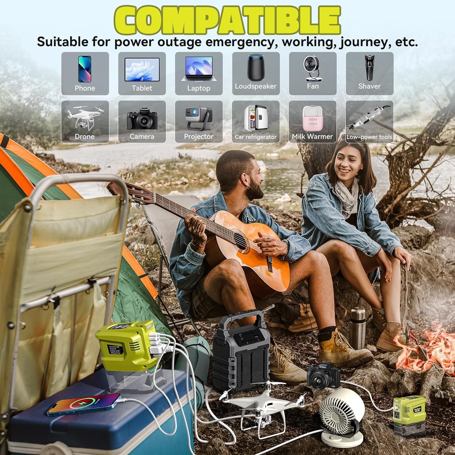 Real 200W Power Inverter Compatible with Ryobi 18V, VoLtTech Battery Inverter 18