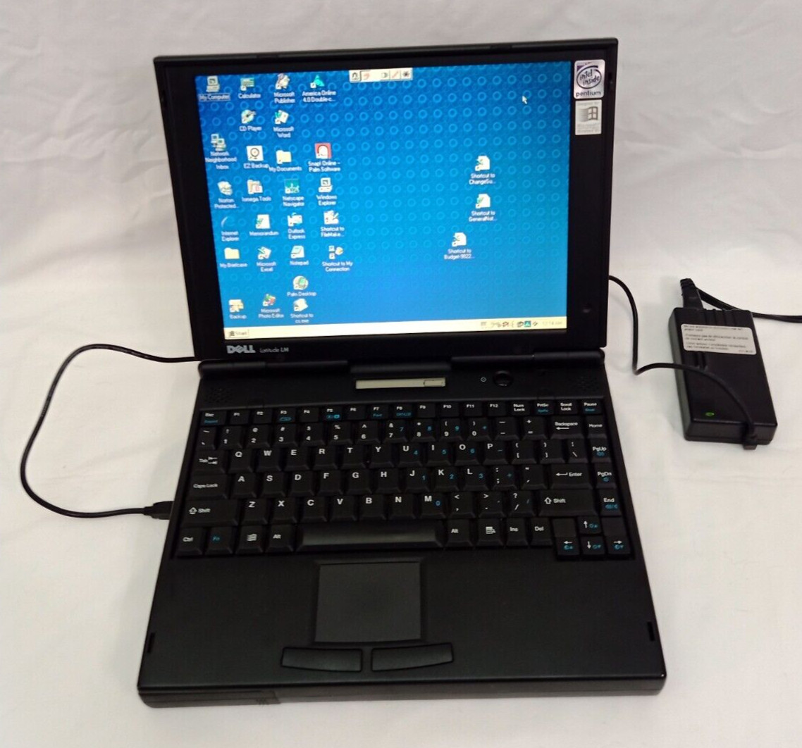 Vintage Dell Latitude LM TS30G Laptop Pentium MMX 166Mhz 40MB RAM 1.5GB HDD