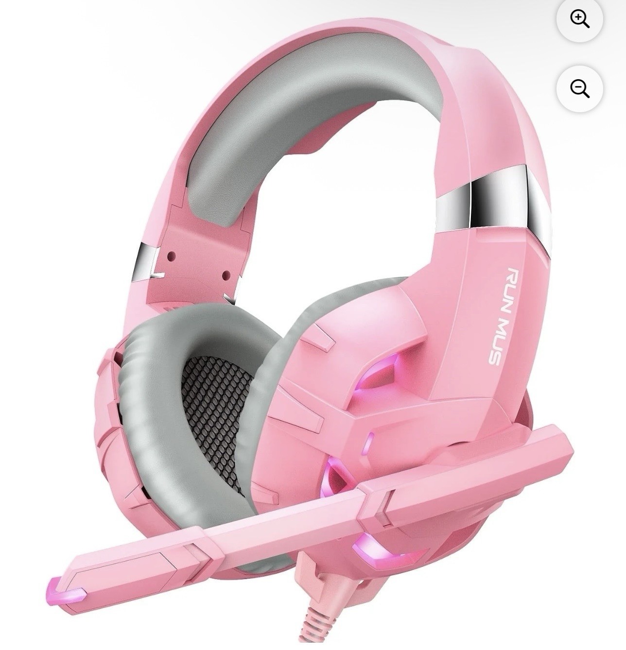 RUNMUS K2 Pink Gaming Headset Surround Sound Noise Canceling Over Ear Clean Pink