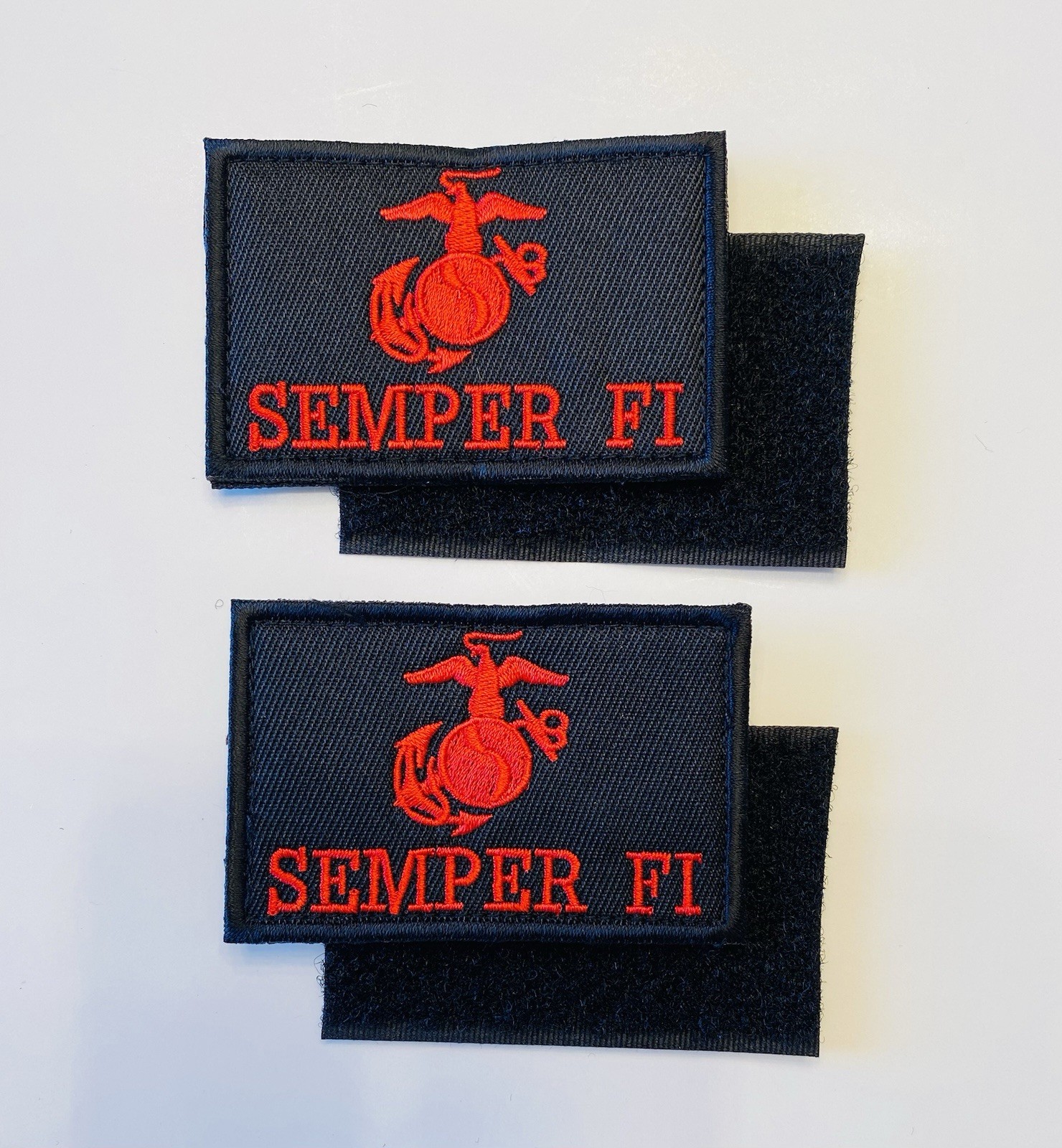 LOT OF 2 - USMC MARINE CORPS SEMPER FI RED HOOK & LOOP  PATCH**FREE SHIPPING**