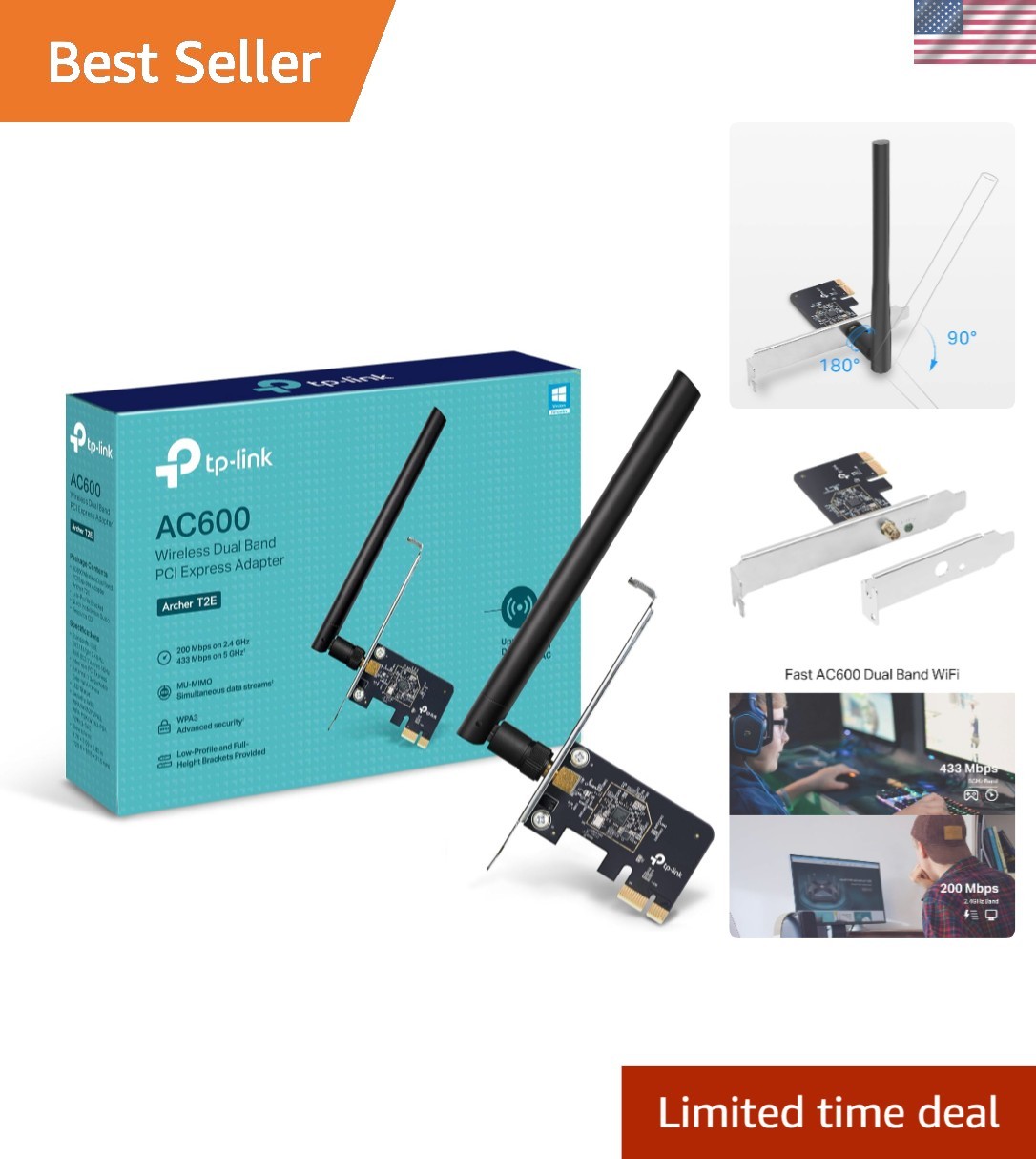 MU-MIMO Enabled PCIe WiFi Card AC600 - Dual Band for Fast Desktop Connectivity