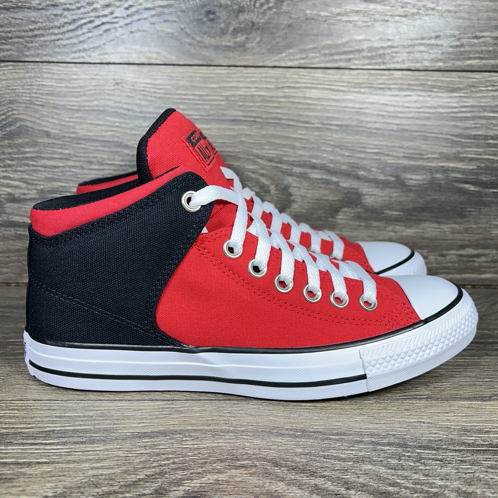 Converse Mens Chuck Taylor All Star High Street Mid Red Black Shoes Sneakers New
