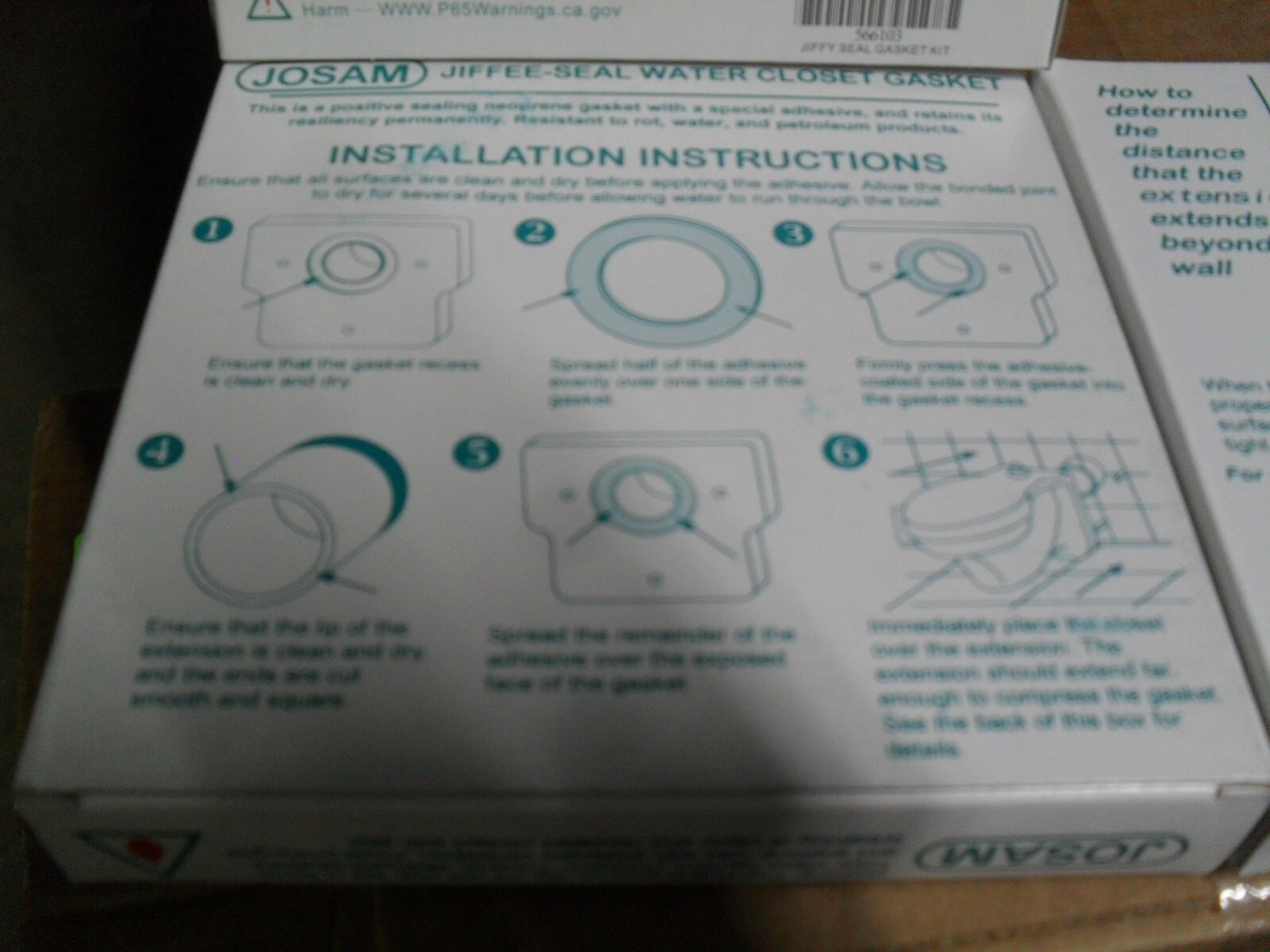 Josam 566103 Jiffy seal water closet toilet gasket kit black