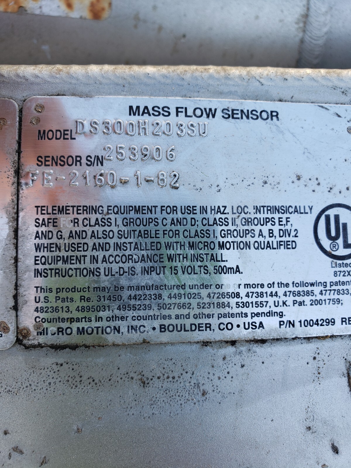 MICRO MOTION DS300H203SU 3 " 150 # USED
