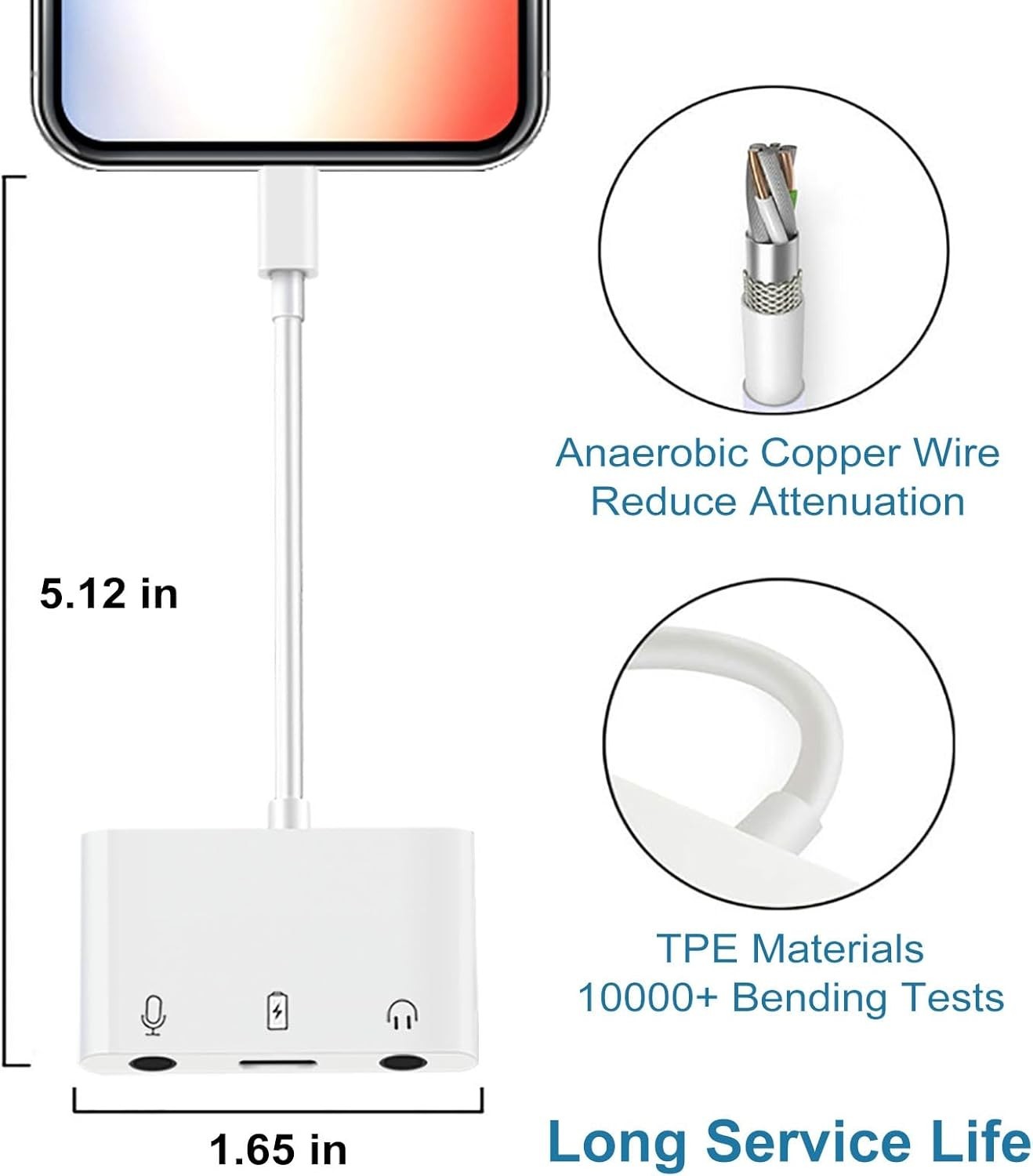 Iphone Microphone Adapter for Live-Streaming Lightening to Microphone & 3.5Mm