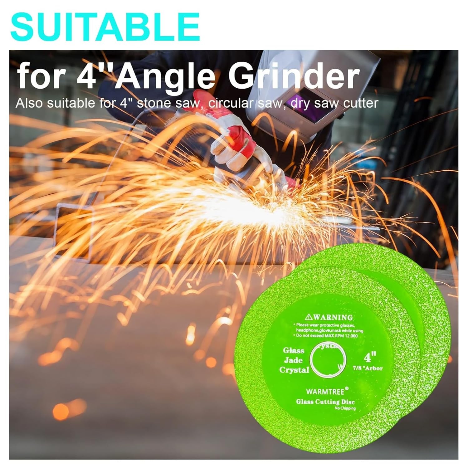 5 Pcs 4" Glass Cutting Disc Diamond Blade Ceramic Tile Cutter Grinder Tool