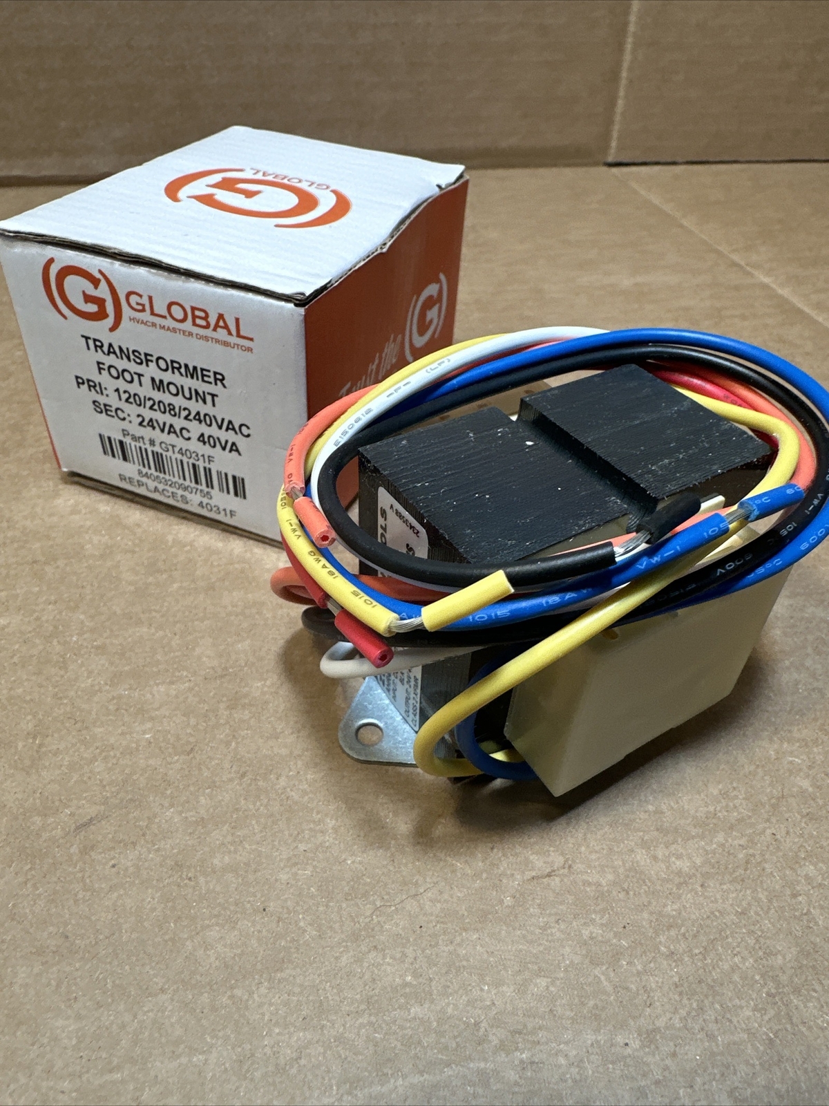 Global Transformer Foot Mount 120/208/240VAC 24VAC 40VA Part # GT4031F 4031F