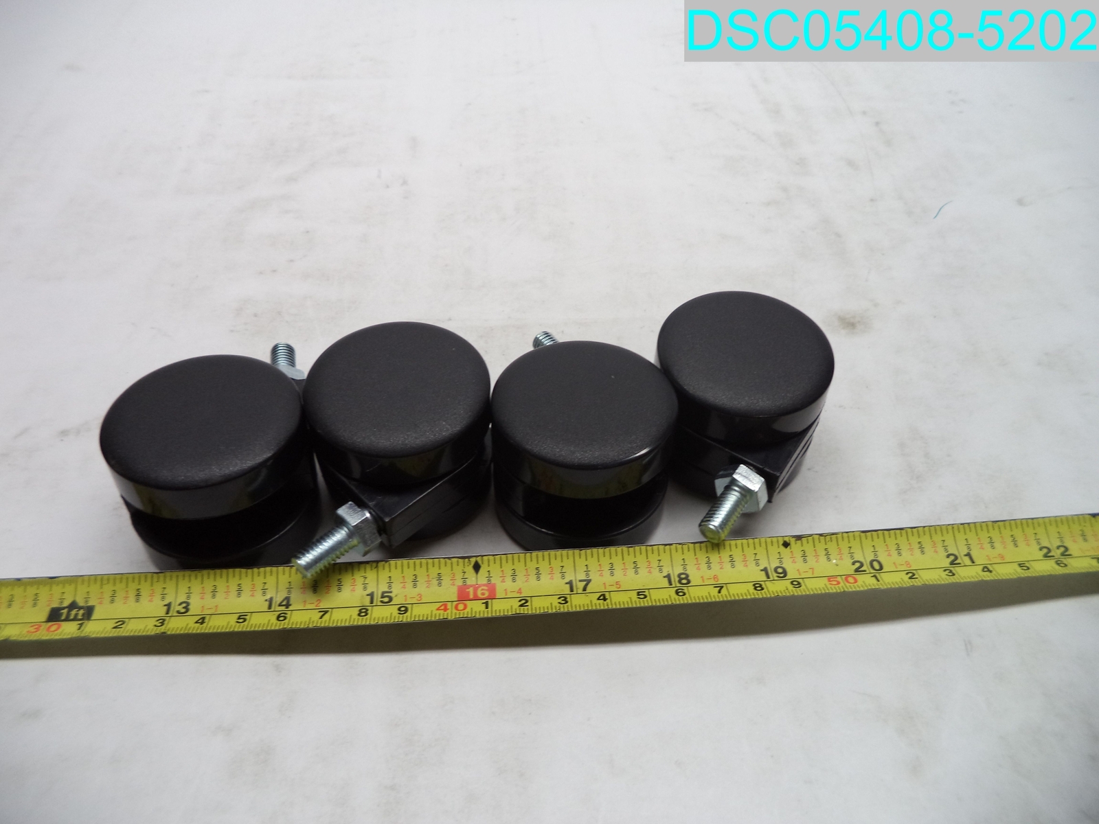 QTY=4: 2-1/4" H X 2" OD Office Chair Swivel Caster SL 15mm, STS M8-1.25