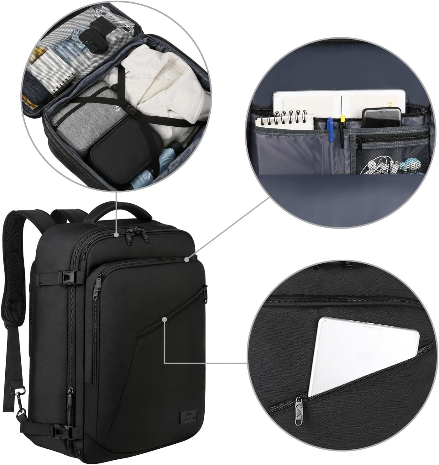 MATEIN Carry on Backpack, Extra Large Travel Backpack Expandable Airplane Approv