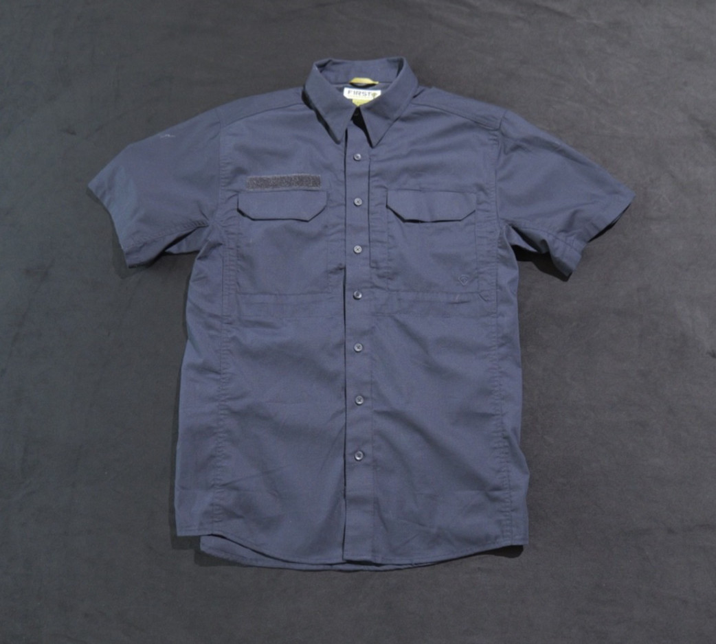 First Tactical Shirt Mens Medium Navy Blue Button Up Short Sleeve Security